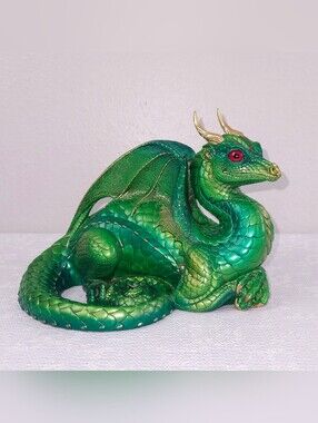 Windstone Editions Emerald Green Lap Dragon Statue Vintage 1997 Pena Rare!